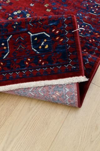 Bordolu Mavili Yün Halı