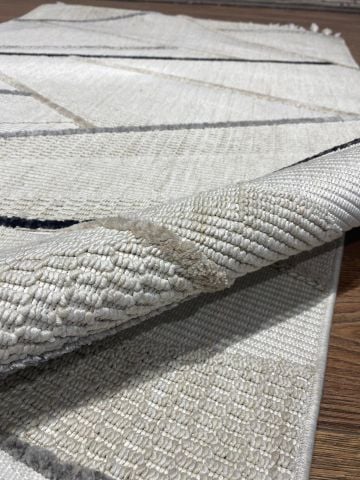 Krem Rengi Antrasit Geçişli Melrose Kilim
