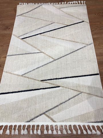 Krem Rengi Antrasit Geçişli Melrose Kilim