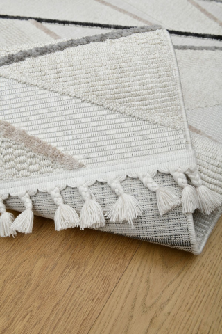 Krem Rengi Antrasit Geçişli Melrose Kilim