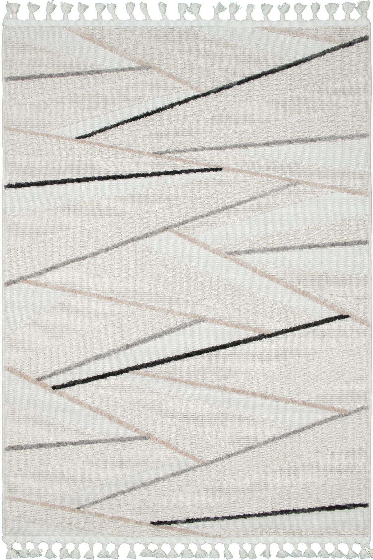 Krem Rengi Antrasit Geçişli Melrose Kilim