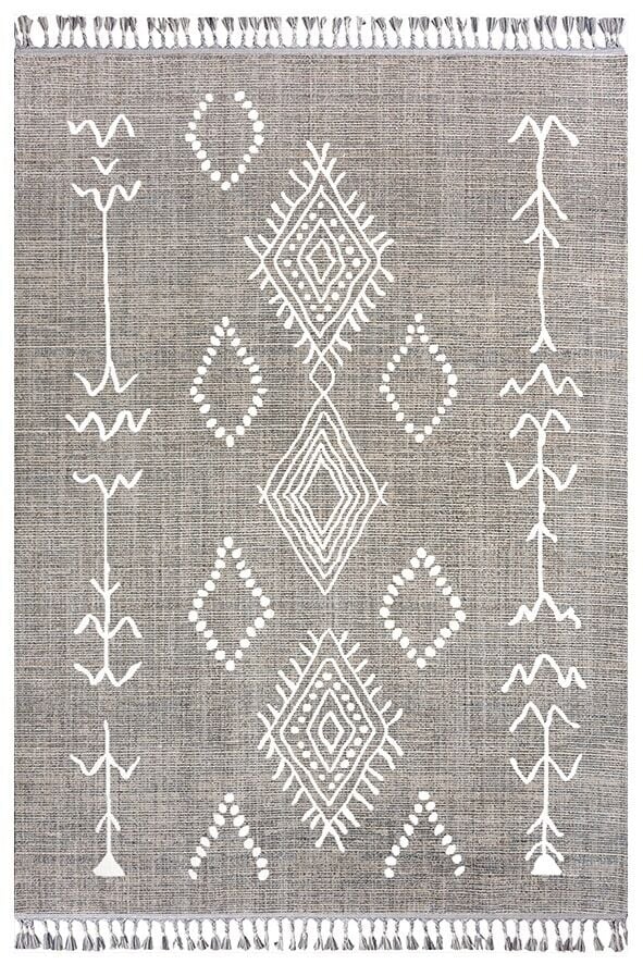 Açık Gri Renkli İskandinav Desenli History Kilim